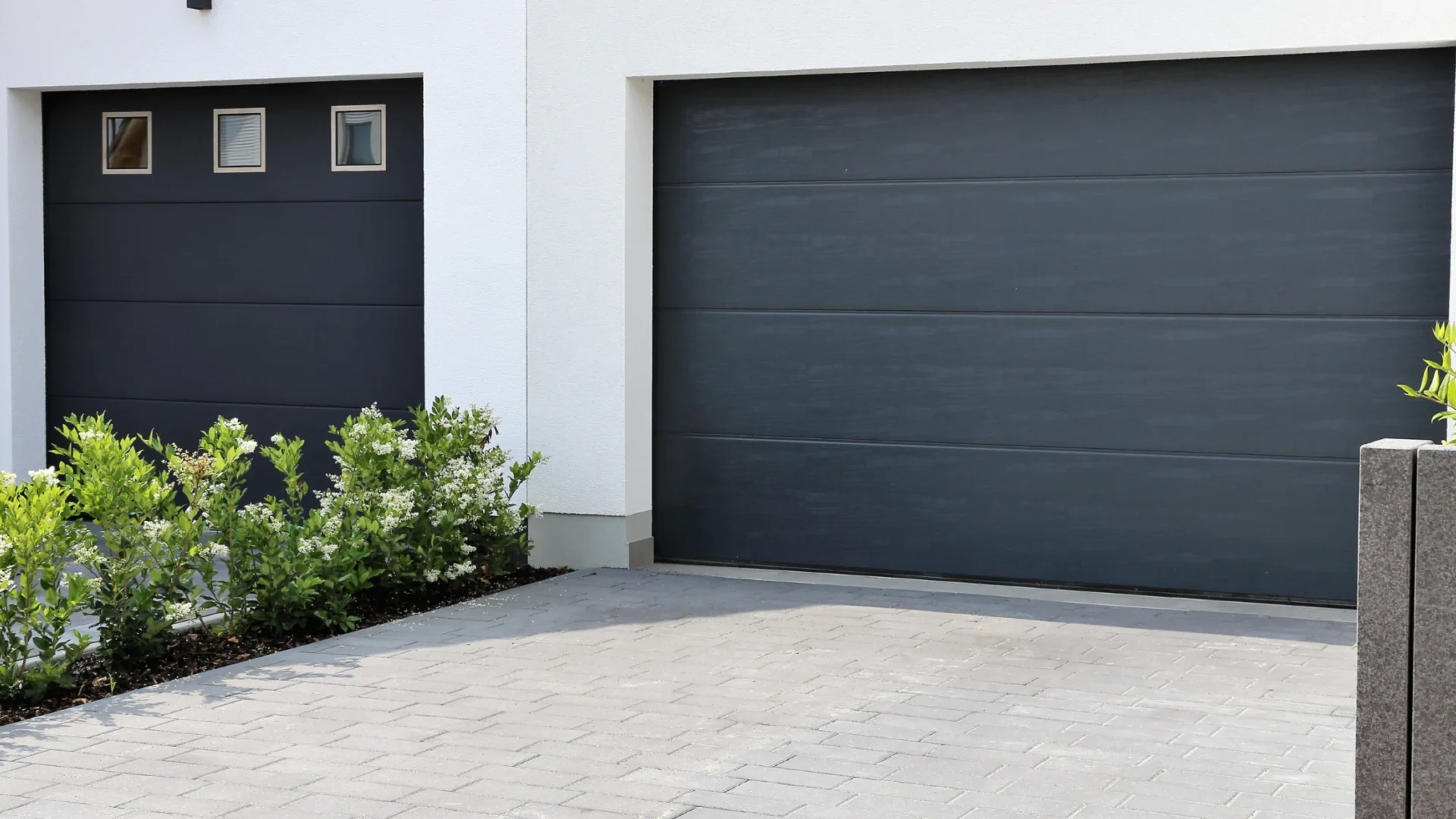 black garage door