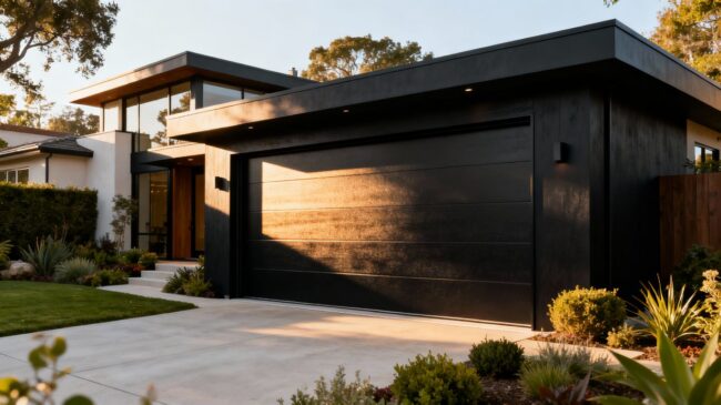 Modern custom garage door on a home.