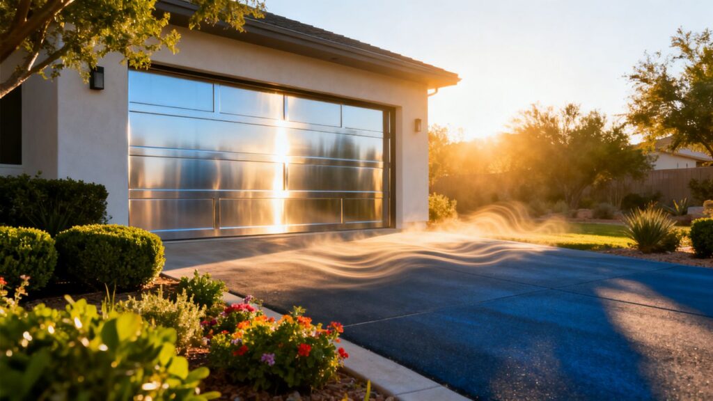 Energy efficient garage door in hot Texas weather.